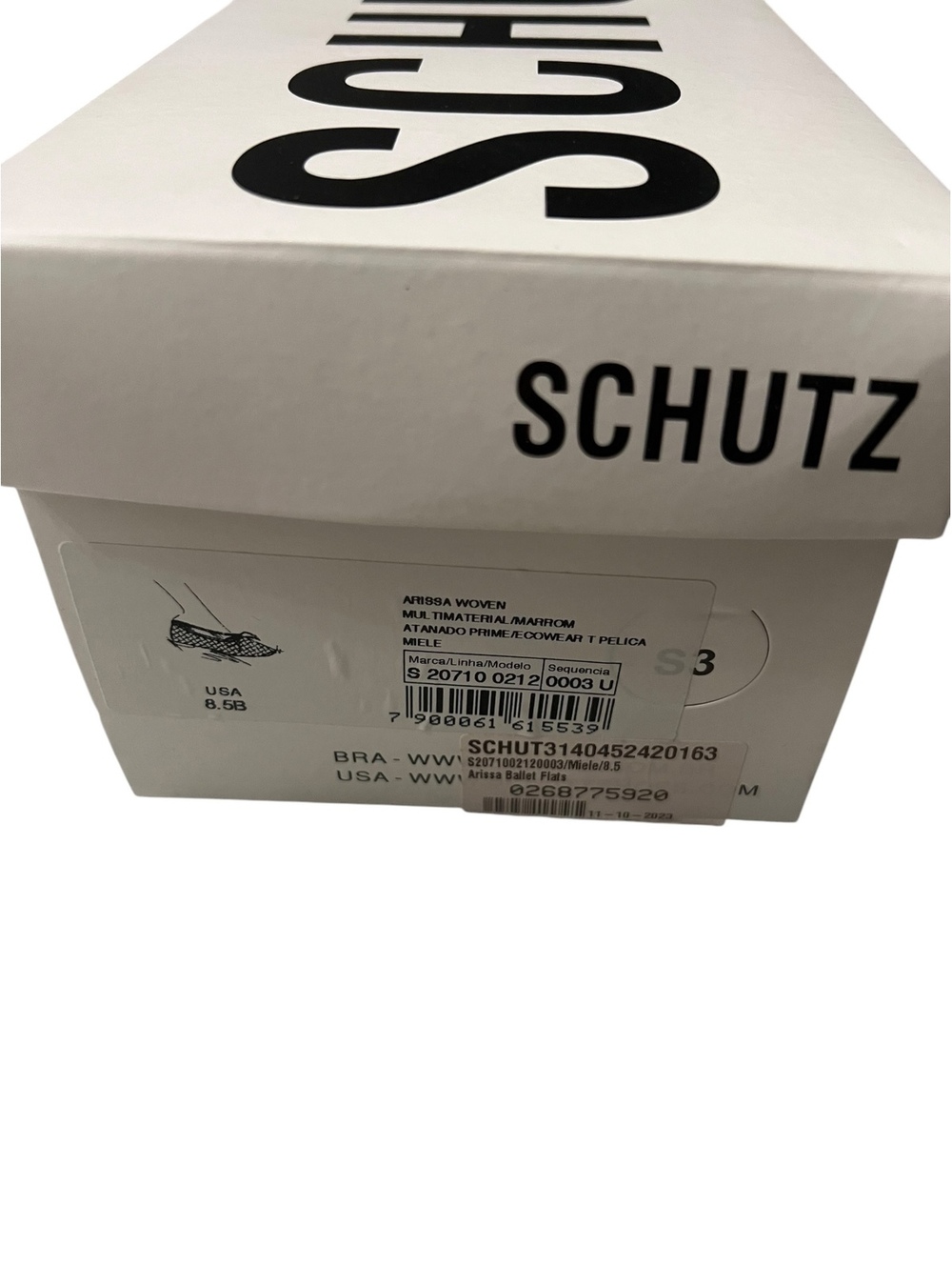 Schutz Arissa Woven Leather Ballet Flats Miele Brown 8.5 NIB - Picture 5 of 5